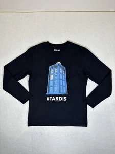 Doctor Who Mens Long Sleeve Crew Neck T Shirt - Size Medium - Black w/ Tardis - Picture 1 of 13