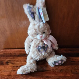Hase Plüsch Aufnäher Ganz Stofftier bestickt rosa Nase Patchwork Ostern - Bild 1 von 9