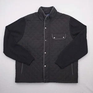 Haggar Jacket Mens Extra Large Black Smoke Quilted Sweater Hybrid Snap Front NWT - Picture 1 of 17