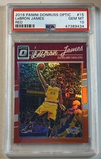 LeBron James 2016-17 Panini Donruss Optic Red Prizm /99 PSA 10 Gem Mint #15 Kobe