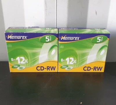 Memorex 700MB 80 Minute Blank CD-RW x 10 - 1 Box Sealed - 8x - 12x - NEW - Image 1 of 4