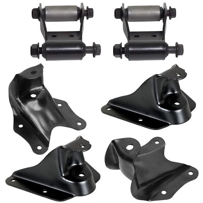 For 86-96 Ford F-150 Leaf Spring Shackle & Bracket Hanger Set Forward & Rearward Foto 1 de 4