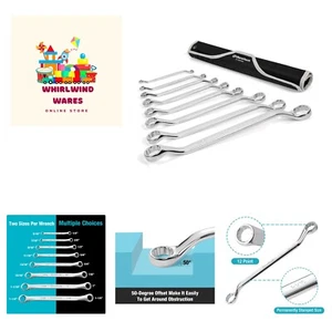 50-Degree Offset Wrench Set, SAE, Double Box End Wrench Set, 8-Piece, 1/4'' t... - Picture 1 of 8
