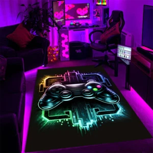 Anime Neon Gaming Rug Controller Printed Mat Area Rugs for Gaming Room Carpet - Picture 1 of 7