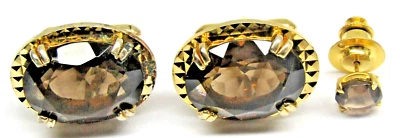 Juego de gemelos Swank cuarzo ahumado corbata oro facetado vintage para hombre uso formal Foto 1 de 4