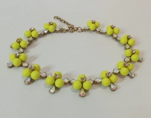 J.Crew Pop Bright Yellow Clover AB Rhinestone Choker Necklace Flower Collar - Picture 1 of 19