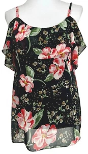 Cabi #5220 Cold Shoulder Top Size XS Multicolor Fairytale Floral Fully Lined - Picture 1 of 9