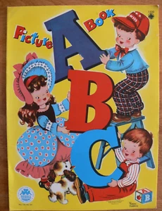 Vintage Large Linen ABC Picture Book 1958 Merrill Publishers ~ Excellent - Picture 1 of 7