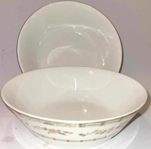 2x Royal Doulton Mosaic Garden Soup cereal Bowls 6 1/4”  Orange Green Floral - Picture 1 of 2