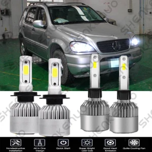 For Benz ML320 ML430 1998-2001 4X H1 H7 LED Headlight High Low Beam Combo Bulbs - Picture 1 of 12
