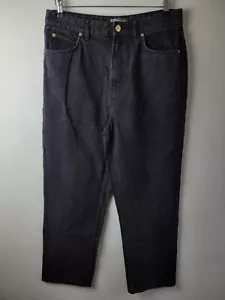 Barbour Women Size 14 Black Denim Garcia High Rise Jeans Casual Relax Oversized - Picture 1 of 12