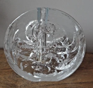 VINTAGE ROUND INGRID GLASSWORKS SOLIFLEUR GLASS WAVES VASE GERMANY 1970'S - Picture 1 of 3