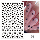 Black White Red Love Heart 3D Nail Stickers Design Decals Nail Art Manicure DIY