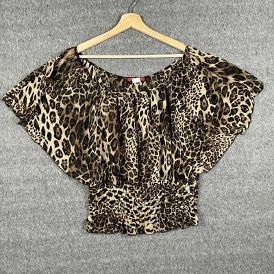 China Dolls Off The Shoulder Top Women’s Small Leopard Print Blouse Y2K - Image 1 of 4