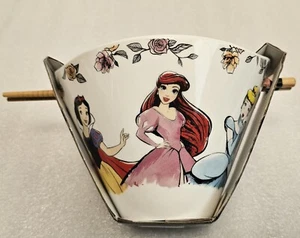 Disney Princess Ramen Noodle Bowl + Chopsticks Cinderella Snow White Ariel Tiana - Picture 1 of 13