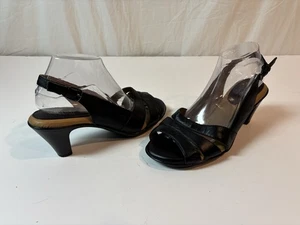 Softspots Neima Women’s Slingback Pillowtop Comfort Sandal, Black Leather 9.5WW - Picture 1 of 9