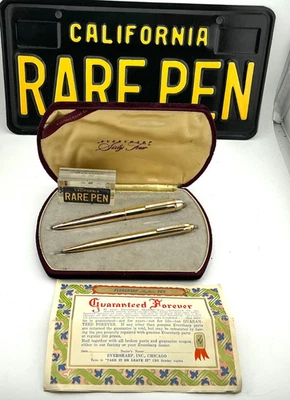 Conjunto de caneta-tinteiro e lápis vintage Wahl Eversharp SKYLINE OURO MACIÇO 14K ESTADO PERFEITO! - Imagem 1 de 4