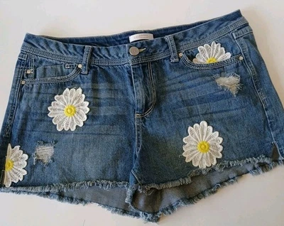 Pantalones Cortos Lauren Conrad Bordados Margarita Jean Diseño Corte Envejecido W 12 Foto 1 de 4