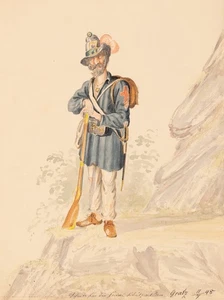 Cazador sobre roca, 1848, Aq. Biedermeier Militar 1800-1849 Desconocido (Siglo XIX) - Imagen 1 de 5