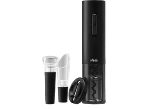 Sacacorchos - Ufesa EasyOpen, Eléctrico, Decantador Antigoteo, Luz LED, Negro - Imagen 1 de 7