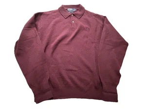 Polo Ralph Lauren L/S Plum Large “L” 100% Lambswool Shirt Hong Kong 1980S Tag - Picture 1 of 5