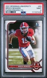 2021 Bowman University Brock Bowers 83 (RC) Football Card PSA 9 "POP 21" Raiders - Picture 1 of 3