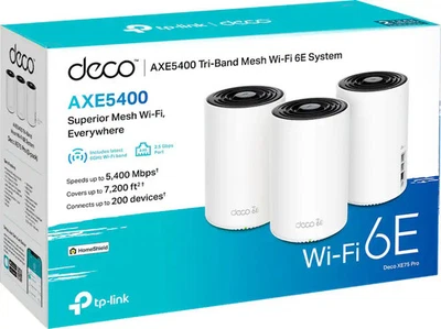 TP-Link Deco XE75 Pro AXE5400 Tri-Band Wi-Fi 6E Whole Home Mesh System 3 Pack VG - Image 1 of 3