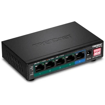 TRENDnet 5-Port Gigabit 60W PoE+ Unmanaged Switch Black TPETG51G - Image 1 of 3