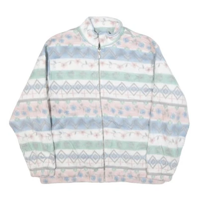 ALFRED DUNNER Womens Pastel Stripe Zip Jacket M Polyester Blend Fleece - Image 1 of 4