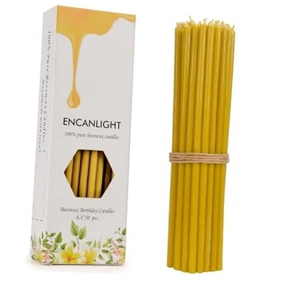 纯蜂蜡蜡烛,6.1 英寸自然冥想蜂蜡 6.1 英寸黄色 — 第 1/4 张图片
