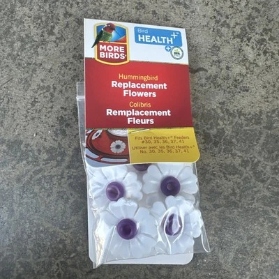 NEW More Birds Replacement Flowers for Hummingbird Feeder, White/purple - 5 Pack - Image 1 of 4