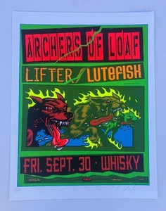 PÓSTER DE CONCIERTO DE ROCK SERIGRAFIADO ORIGINAL TAZ ARCHERS OF LOAF FIRMADO NUMERADO - Imagen 1 de 2