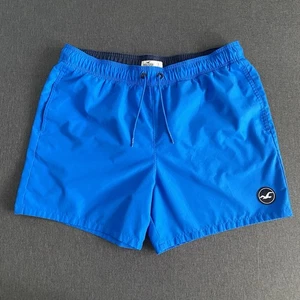 Hollister Men’s Swim Shorts Blue Size L Mesh Lined Drawstring Logo Trunks W 35" - Picture 1 of 18