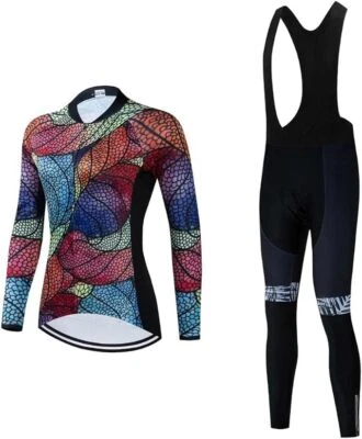 (Vendedor de EE. UU.) Conjunto de camisa de bicicleta de manga larga para mujer + juego de babero Foto 1 de 4