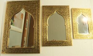 Hand Tooled Metal Mirrors * Brass Colour * 3 sizes * Made in Morocco