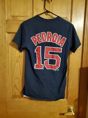 达斯汀·佩德罗亚波士顿红袜队美国职棒大联盟雄伟球衣 T 恤尺寸 S — 第 1/4 张图片