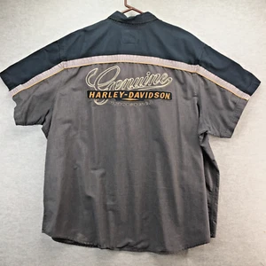 Harley Davidson Mechanic Camp Shirt 4XL Gray Blue Button Up Embroidered - Picture 1 of 8