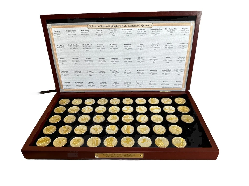 PCS Gold and Silver Highlighted State Quarters 1999-2008 - Image 1 of 1
