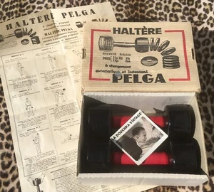 PESAS CON MANCUERNAS PELGA FRANCESAS AÑOS 20 EN CAJA Y MANUAL~JUEGO DE 2~HECHAS EN FRANCIA~RARAS - Imagen 1 de 12
