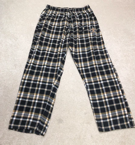 New Orleans Saints Pajama Pants Mens Medium Plaid Cover
