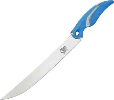 Cuchillo filete de pesca de titanio Cuda 10" azul acero inoxidable semi flexible hoja fija Foto 1 de 4