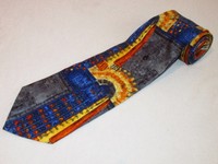 Ermenegildo Zegna Tie Gold Blue Graffiti Colorful Bright Printed Silk Necktie 