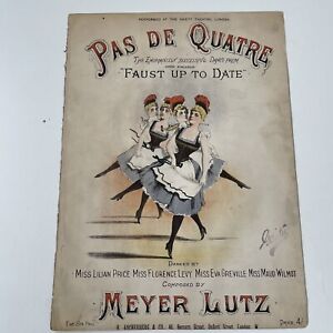 Meyer Lutz Pas De Quatre 1890 Sheet Music Incomplete Framed and Displayed Poster
