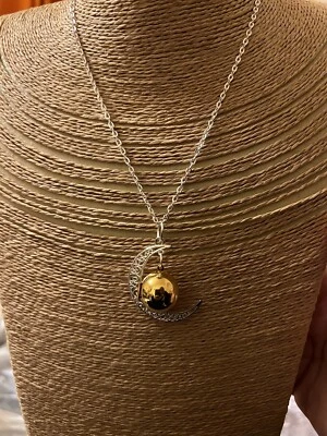 Gold Orb Locket Moon Necklace - Image 1 of 4