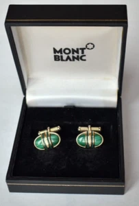 Montblanc Solitaire Tsar Czar Nikolai I Vermeil Malachite Silver&Gold Cufflinks - Picture 1 of 15
