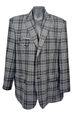 Andre Lanzino шерстяная смесь клетку блейзер куртка мужчин 4XL (48L) серый спортивное пальто - Изображение 1 из 4