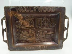 Vintage Souvenir of Hollywood Trinket Tray Featuring Four Scenes of Hollywood - Picture 1 of 10