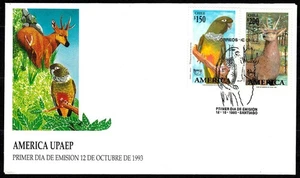 Chile 1993 FDC America UPAEP Endangered Species Parrot & Huemul - Michel 1575-76 - Picture 1 of 1