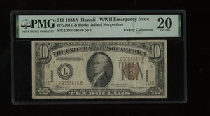 DBR 1934-A $10 FRN Hawaii LB Block Fr. 2303 PMG VF-20 Serial L29355816B - Picture 1 of 2
