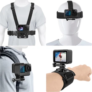 Cablaggio Montaggio Petto, Kit Accessori 4 in 1 Compatibile per Gopro Hero 13/12/11/1 - Foto 1 di 7